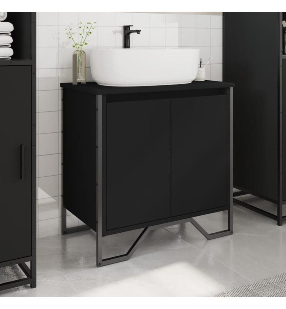 Waschbeckenunterschrank Schwarz 60x35x60 cm Holzwerkstoff