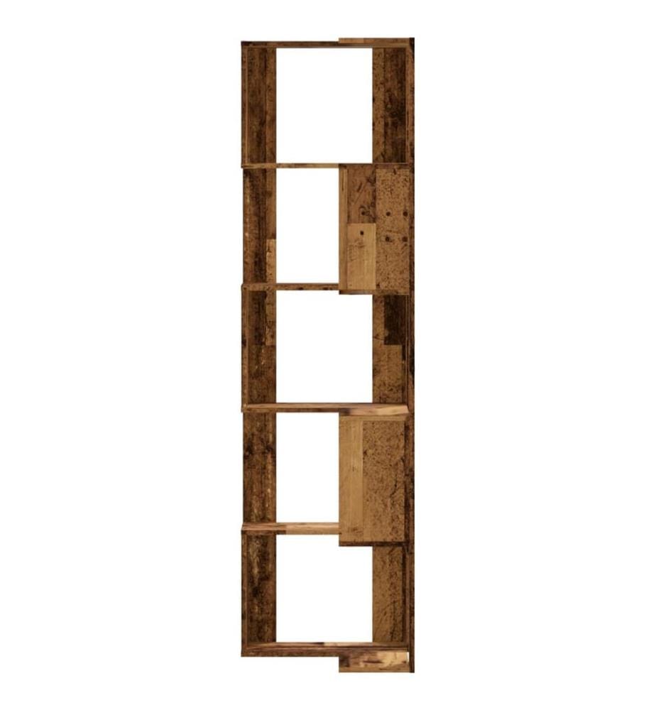 Bibliothèque d'angle à 5 niveaux vieux bois bois d'ingénierie