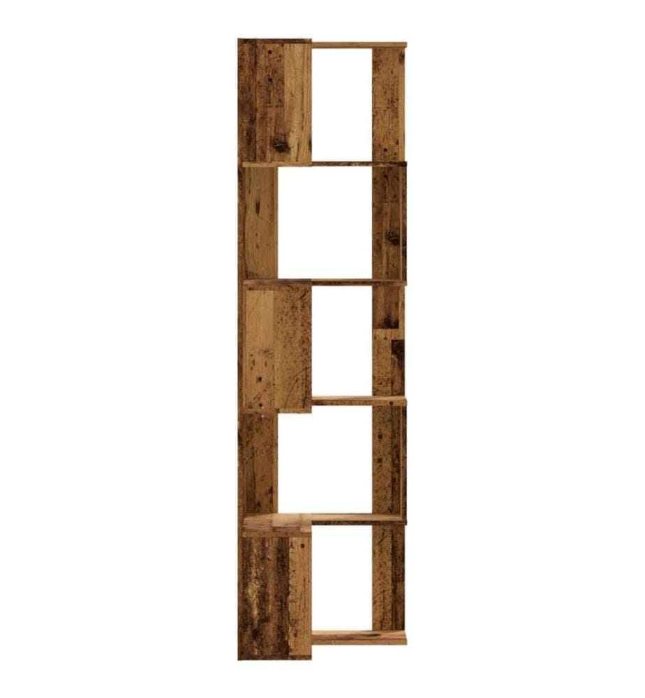 Bibliothèque d'angle à 5 niveaux vieux bois bois d'ingénierie