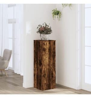 Support pour plantes chêne fumé 33x33x100 cm bois d'ingénierie
