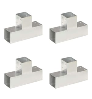 Connecteurs de poteau 4 pcs Forme en T Métal galvanisé 91x91 mm