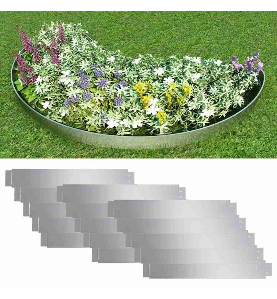 Clôture de pelouse flexible 15 pcs Acier galvanisé 100x14 cm