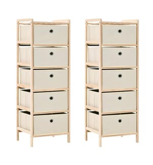 Aufbewahrungsregale mit 5 Stoffkörben 2 Stk. Beige Zedernholz