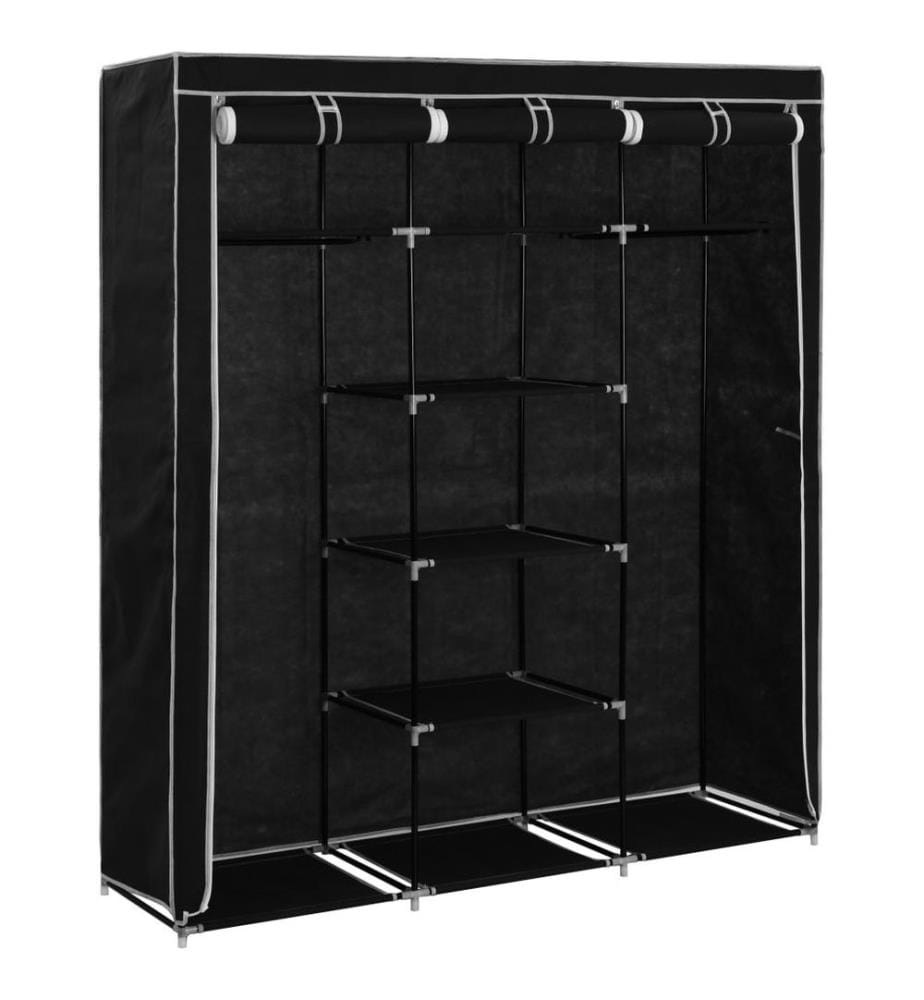 Kleiderschrank mit Fächern Stangen Schwarz 150x45x175cm Stoff