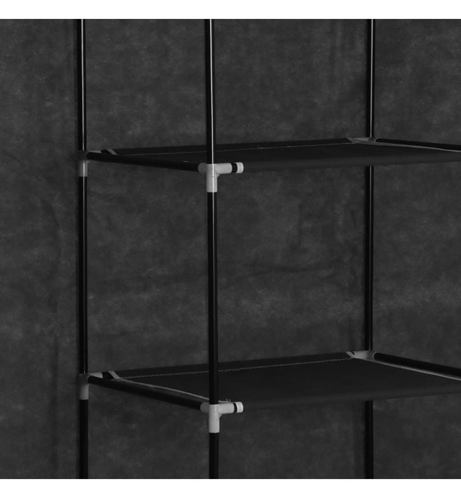 Kleiderschrank mit Fächern Stangen Schwarz 150x45x175cm Stoff