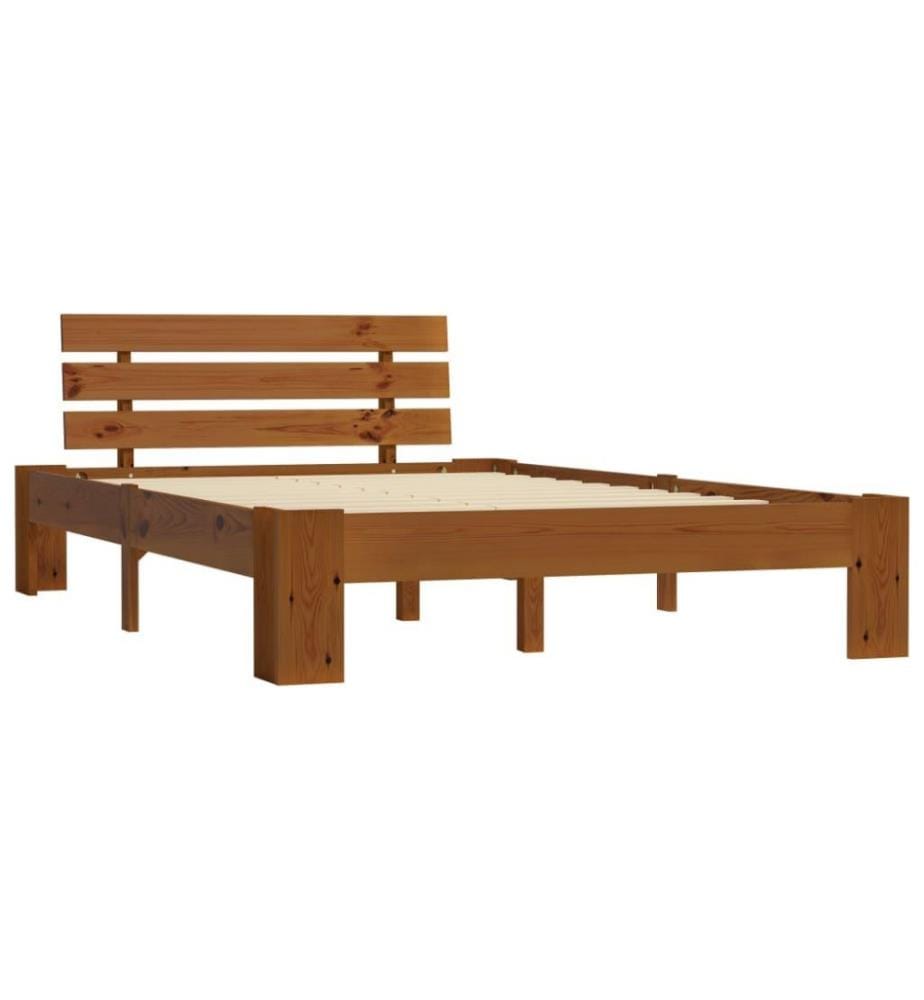 Cadre de lit Marron miel Bois de pin massif 120 x 200 cm