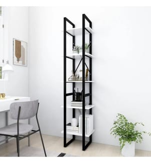 Bücherregal 5 Fächer Weiss 40x30x175 cm Holzwerkstoff