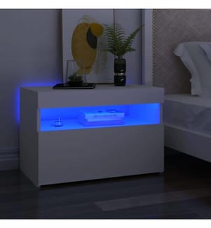 Tables de chevet à LED 2 pcs Blanc 60x35x40 cm Aggloméré