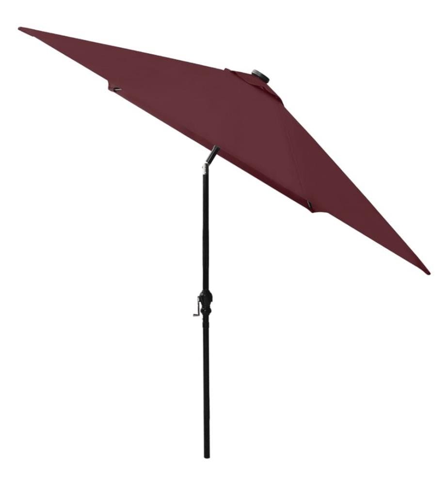 Sonnenschirm mit LEDs und Stahl-Mast Bordeauxrot 2x3 m