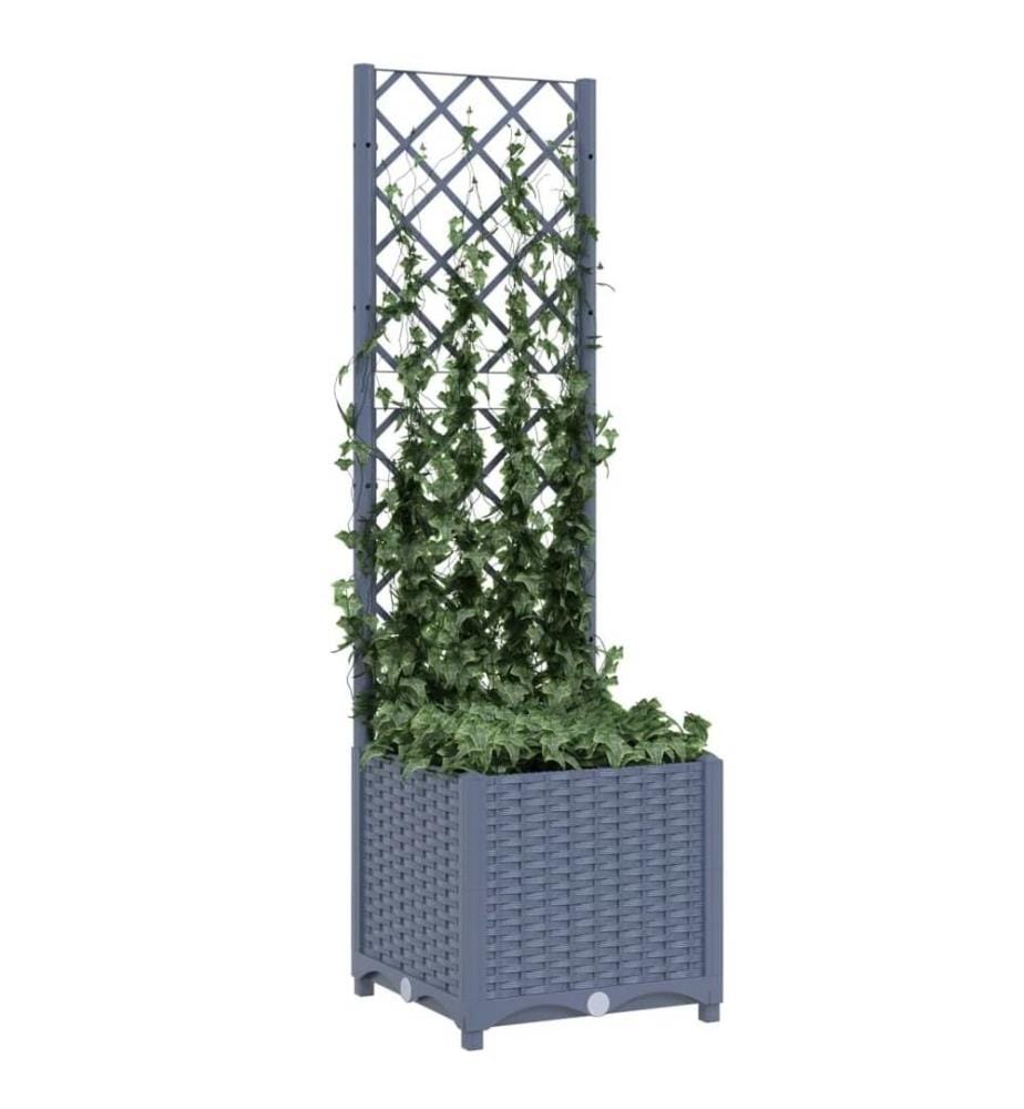 Pflanzkübel mit Spalier Dunkelgrau 40x40x136 cm PP