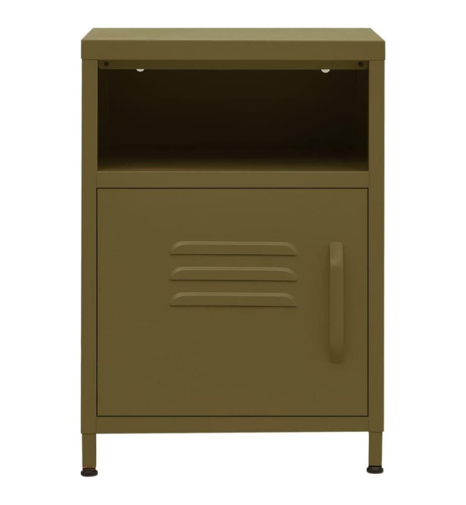 Table de chevet Vert olive 35x35x51 cm Acier