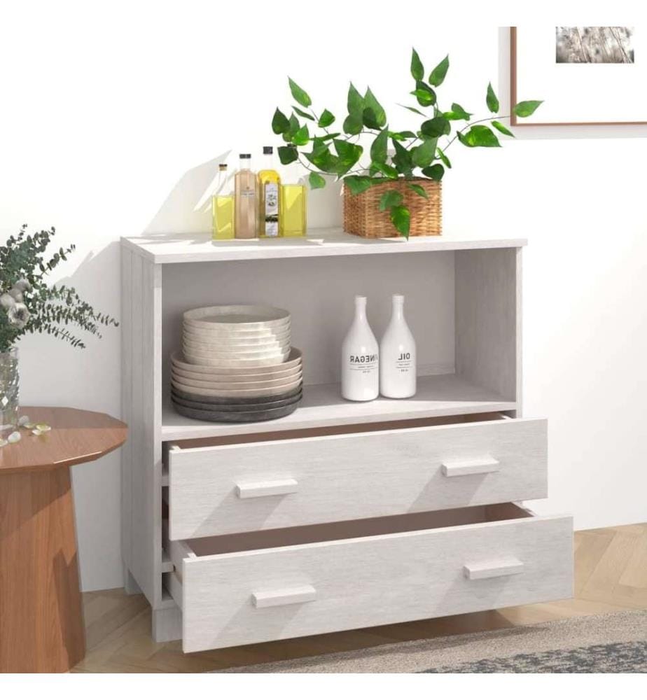 Sideboard HAMAR Weiss 85x35x80 cm Massivholz Kiefer