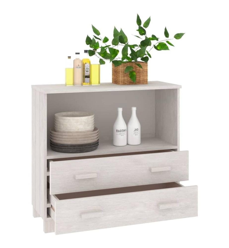 Sideboard HAMAR Weiss 85x35x80 cm Massivholz Kiefer