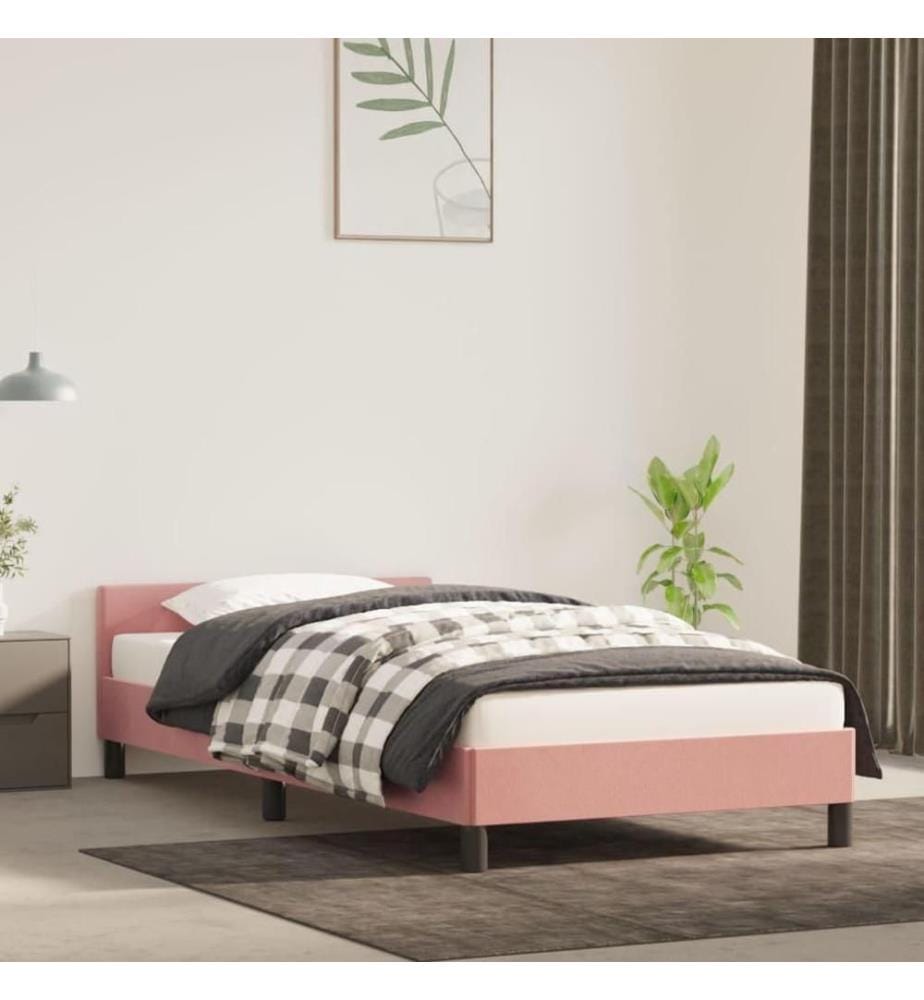 Bettgestell mit Kopfteil Rosa 90x200 cm Samt