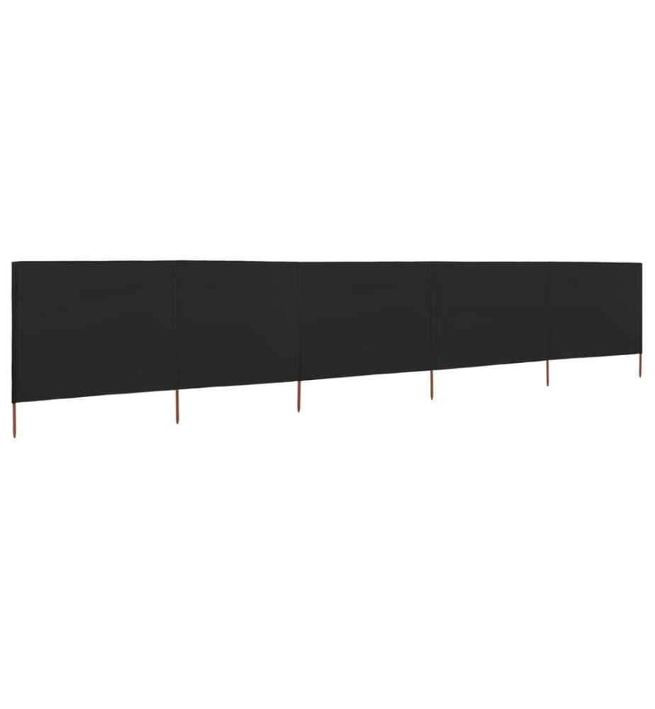 5-teiliges Windschutzgewebe 600 x 160 cm Schwarz