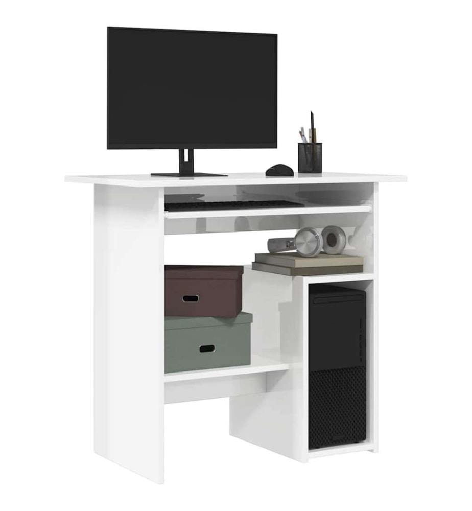 Bureau Blanc brillant 80x45x74 cm Bois d'ingénierie