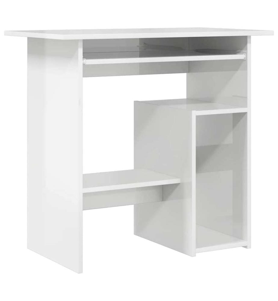 Bureau Blanc brillant 80x45x74 cm Bois d'ingénierie