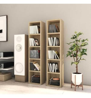 Armoires à CD 2 pcs Chêne sonoma 21x16x93,5 cm Aggloméré
