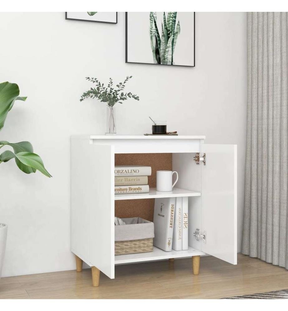 Sideboard mit Massivholz-Beinen Weiss 60x35x70 cm Holzwerkstoff