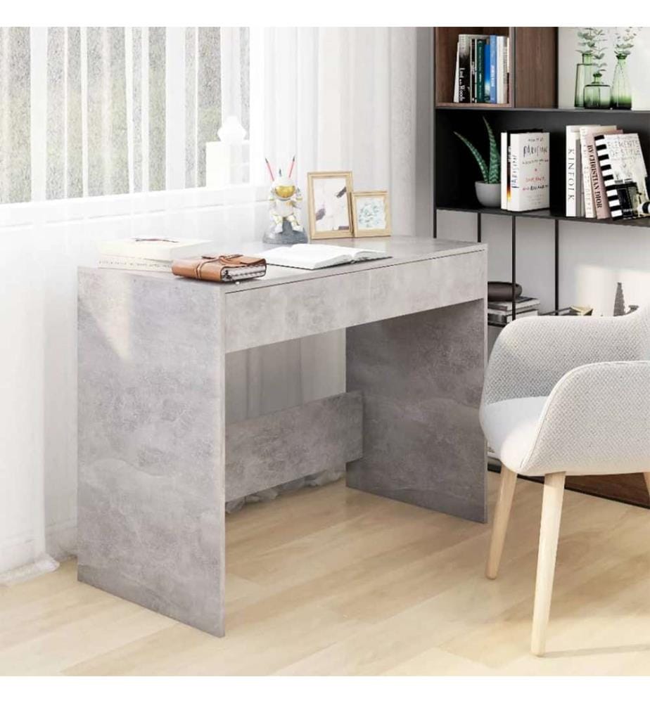 Bureau gris béton 101x50x76,5 cm bois d'ingénierie