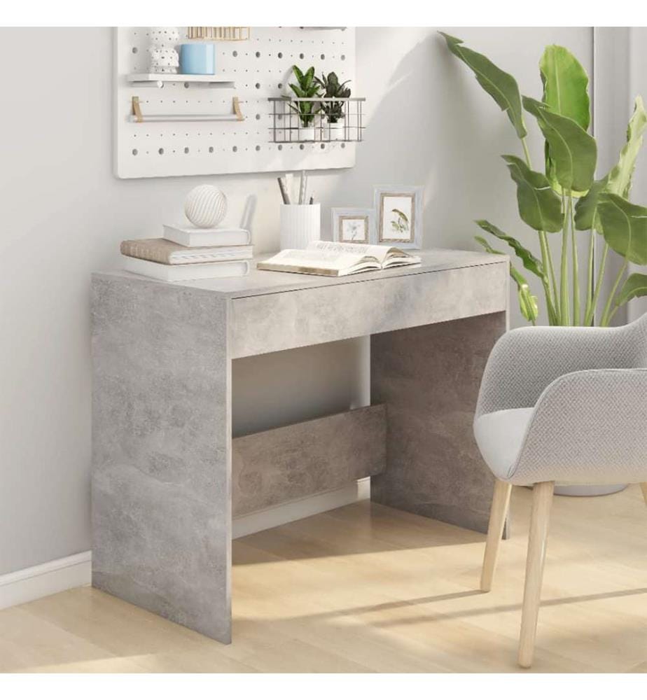 Bureau gris béton 101x50x76,5 cm bois d'ingénierie