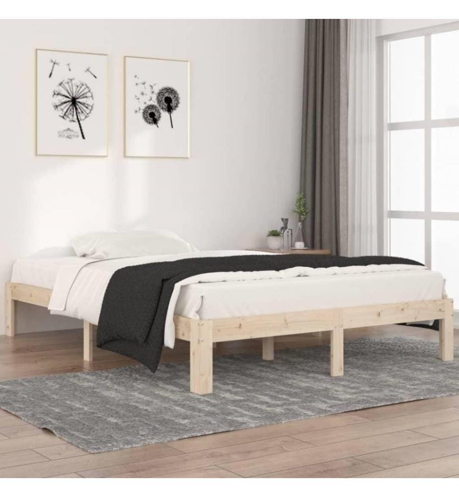 Cadre de lit Bois de pin massif 140x200 cm