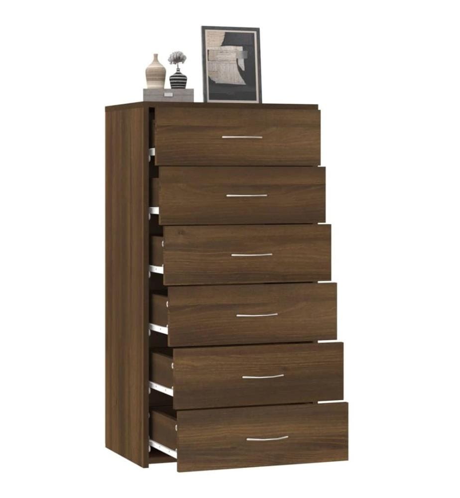 Sideboard mit 6 Schubladen Braun Eiche 50x34x96cm Holzwerkstoff