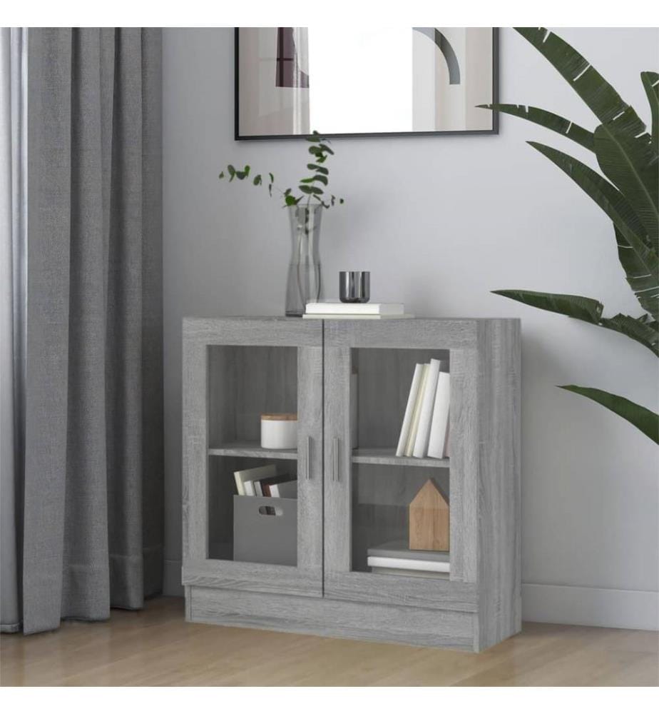 Vitrinenschrank Grau Sonoma 82,5x30,5x80 cm Holzwerkstoff