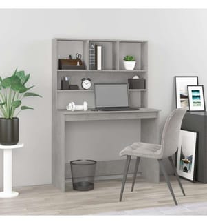 Schreibtisch mit Regal Betongrau 102x45x148 cm Holzwerkstoff