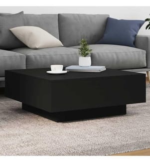 Table basse avec lumières LED noir 80x80x31 cm
