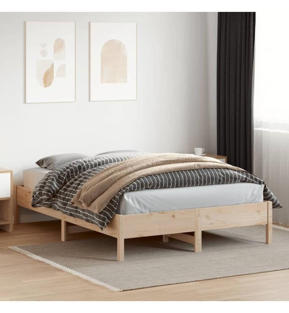 Cadre de lit 140x200 cm bois de pin massif