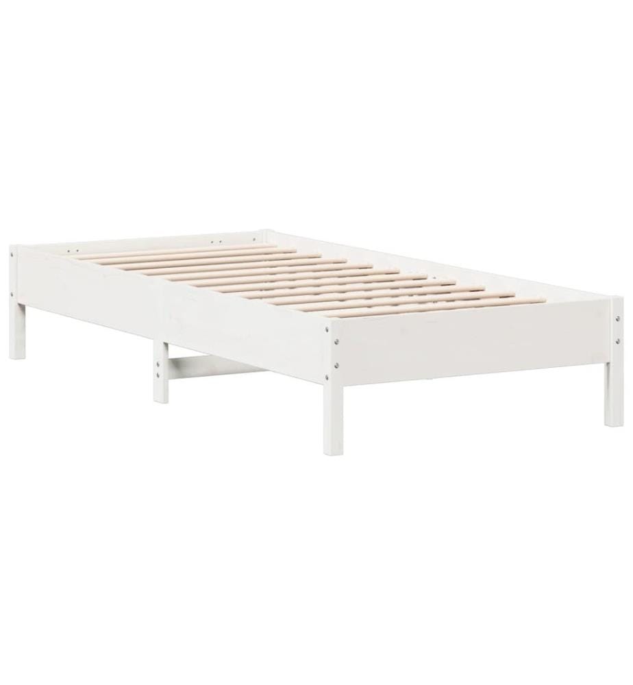 Cadre de lit blanc 100x200 cm bois de pin massif
