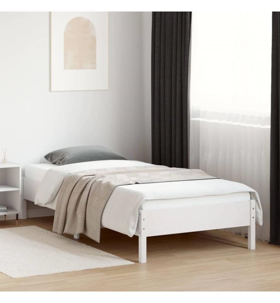Cadre de lit blanc 100x200 cm bois de pin massif