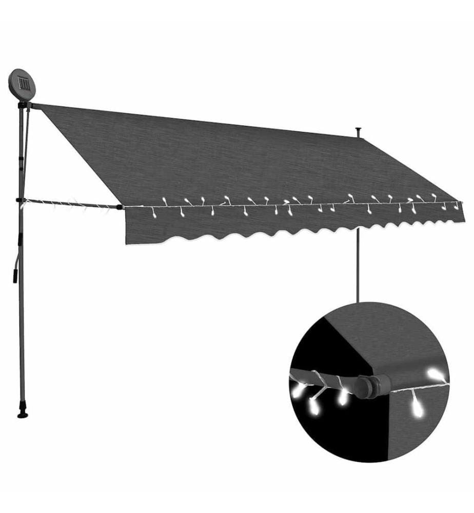 Einziehbare Markise Handbetrieben mit LED 400 cm Anthrazit