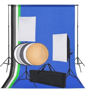 Fotostudio-Set 5 farbige Hintergründe & 2 Softboxen