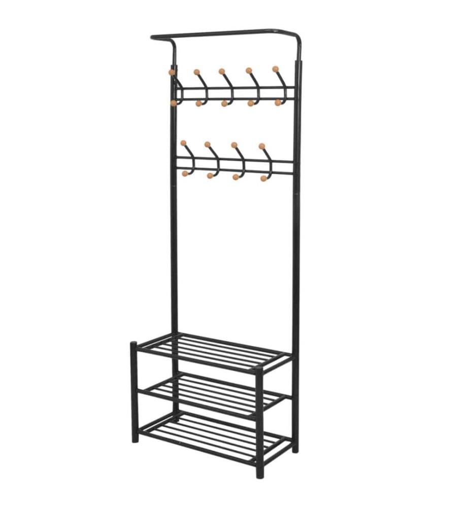 Garderobe mit Schuhablage 68×32×182,5 cm Schwarz