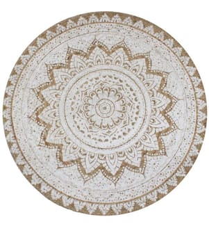 Teppich Jute Geflochten Bedruckt  90 cm Rund
