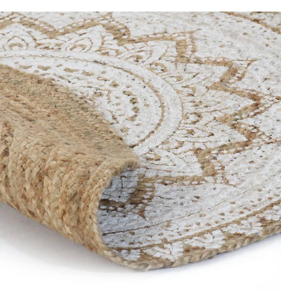 Teppich Jute Geflochten Bedruckt  90 cm Rund