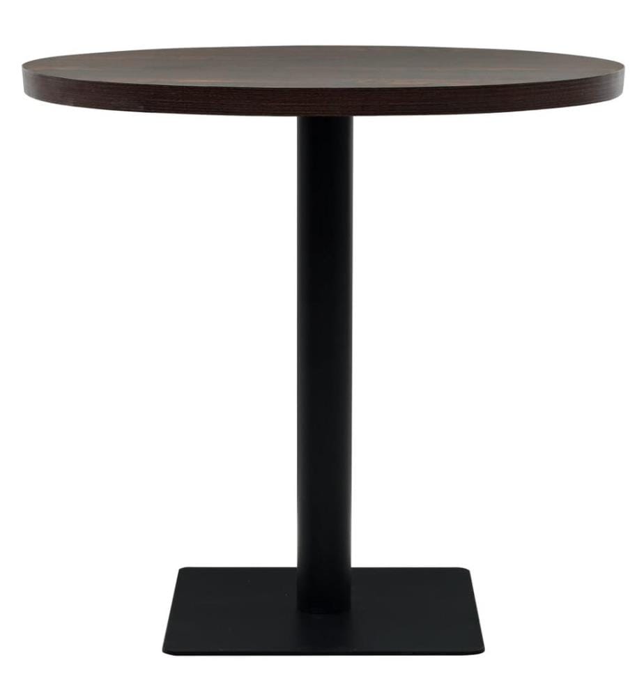 Bistrotisch MDF und Stahl Rund 80×75 cm Dunkle Esche
