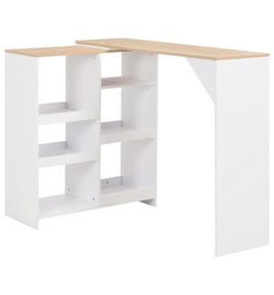 Table de bar avec tablette amovible Blanc 138x39x110 cm