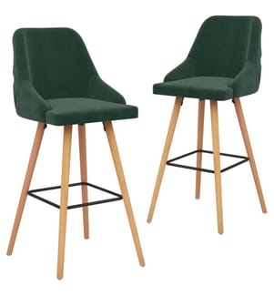 Barhocker 2 Stk. Dunkelgrün Samt