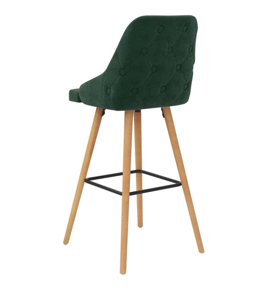 Barhocker 2 Stk. Dunkelgrün Samt