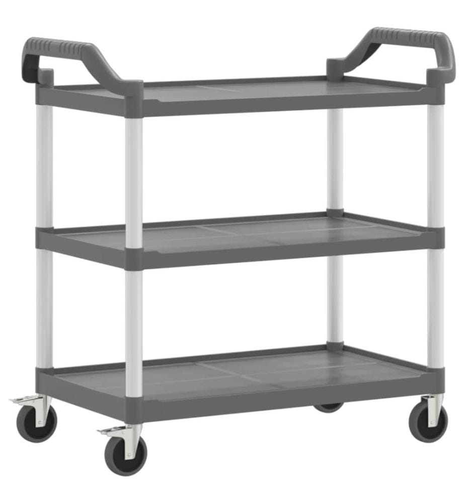 Chariot à 3 niveaux gris 99x50x96 cm aluminium