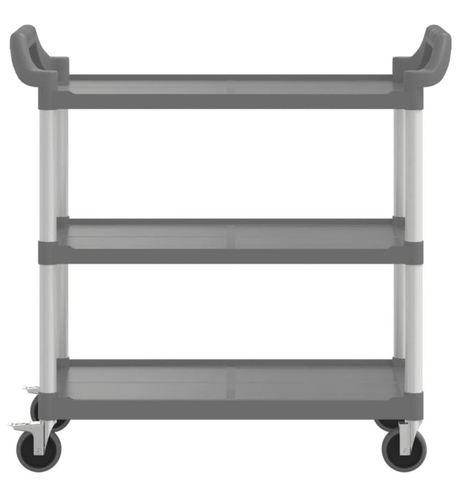 Chariot à 3 niveaux gris 99x50x96 cm aluminium