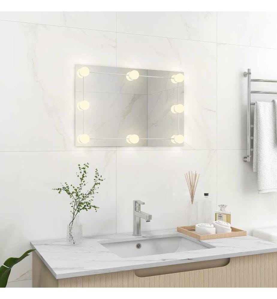 Miroir mural avec lampes LED Rectangulaire Verre