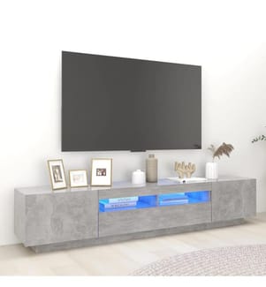 TV-Schrank mit LED-Leuchten Betongrau 200x35x40 cm