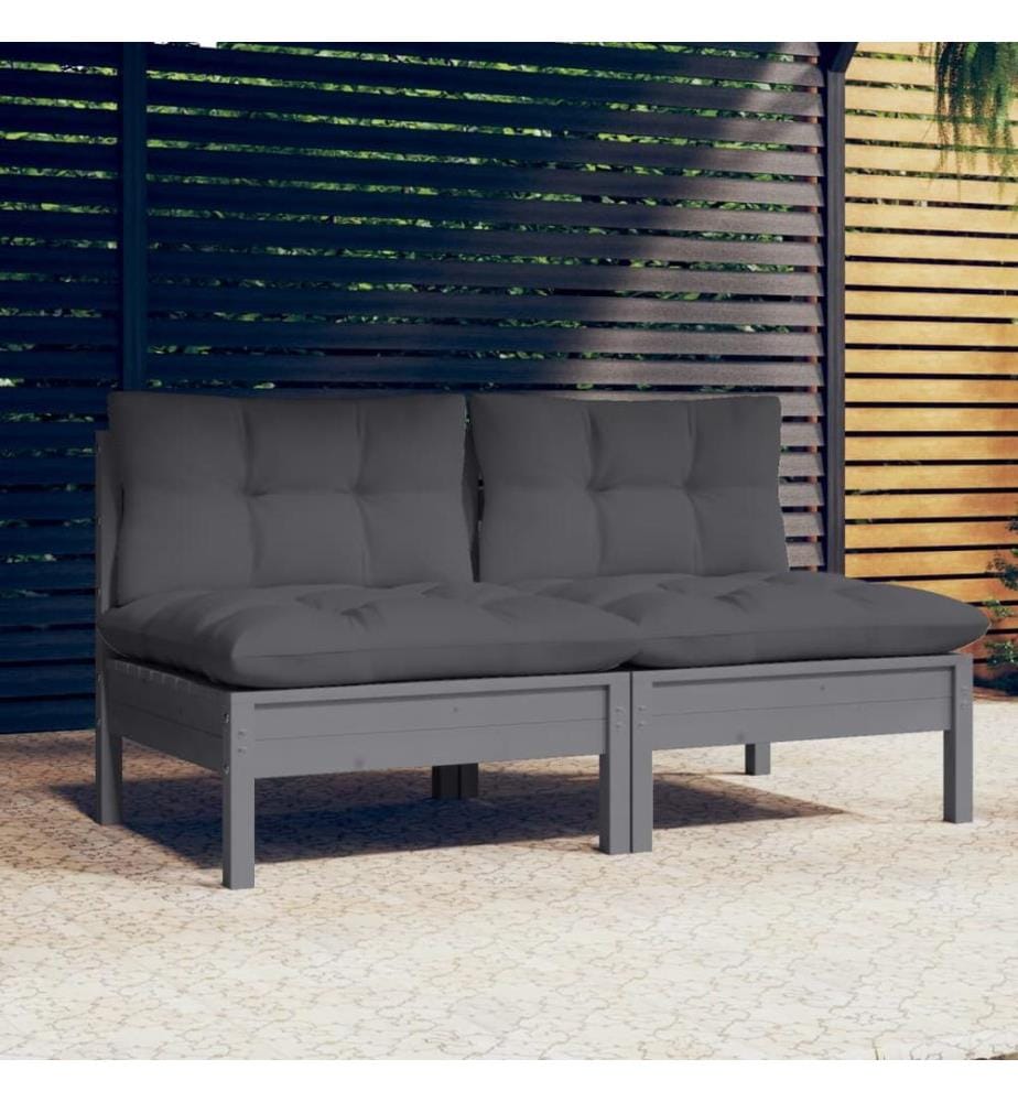 2-Sitzer-Gartensofa mit Anthrazit Kissen Massivholz Kiefer