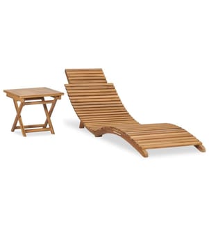 Klappbare Sonnenliege mit Tisch Massivholz Teak