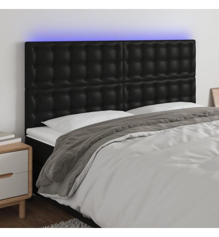 LED Kopfteil Schwarz 180x5x118/128 cm Kunstleder