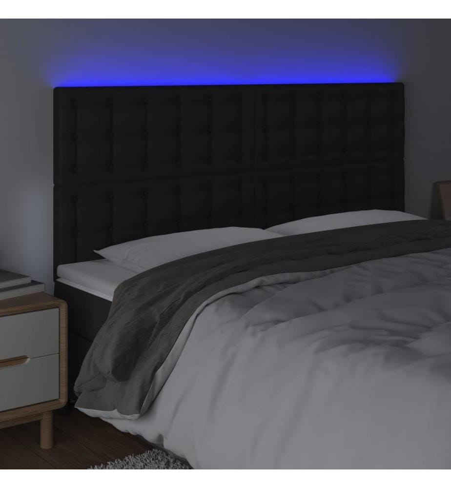 LED Kopfteil Schwarz 180x5x118/128 cm Kunstleder